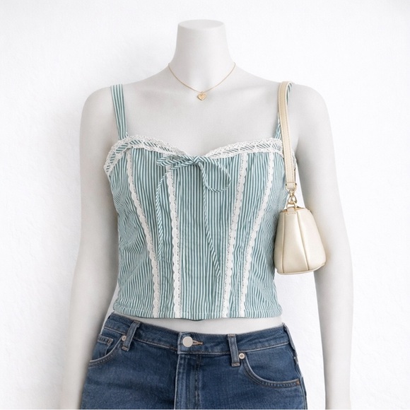 Watermelon Sugar Tops - NWT Striped Cottagecore Corset Top